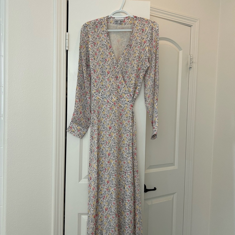 Ganni Floral Wrap Maxi Dress